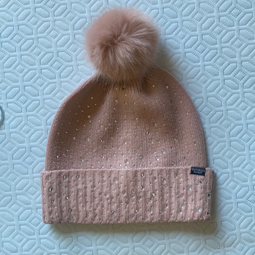 Pink and sequence Victoria’s Secret Beanie